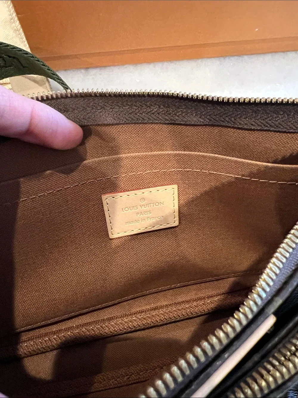 Louis Vuitton Monogram Multi Pochette Crossbody with Green Strap